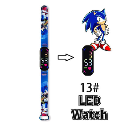 Sonic Children'S Watches Anime Character Luigi Luminous Bracelet Watch LED Touch Waterproof Sports Kids Gifts Watch