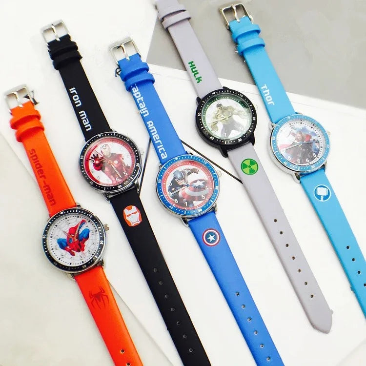 Disney Avengers Spider Man Iron Man Hulk Cartoon Children'S Watch Student Waterproof Quartz Watch Festival Birthday Gifts Toys