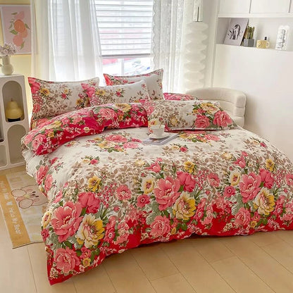 Floral Duvet Cover Set with Zipper Closure - 3 Piece Bedding Set Includes 1 Duvet Cover and 2 Pillowcases