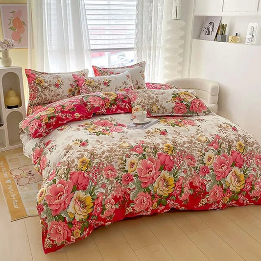 Floral Duvet Cover Set with Zipper Closure - 3 Piece Bedding Set Includes 1 Duvet Cover and 2 Pillowcases