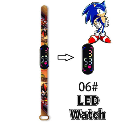 Sonic Children'S Watches Anime Character Luigi Luminous Bracelet Watch LED Touch Waterproof Sports Kids Gifts Watch