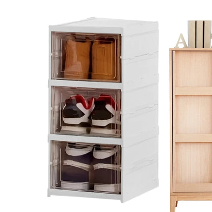 3/6 Layers Shoes Box Foldable Sneaker Shoe Storage Box Stackable Transparent Dustproof Cabinet Shelf Shoe Rack Organizers