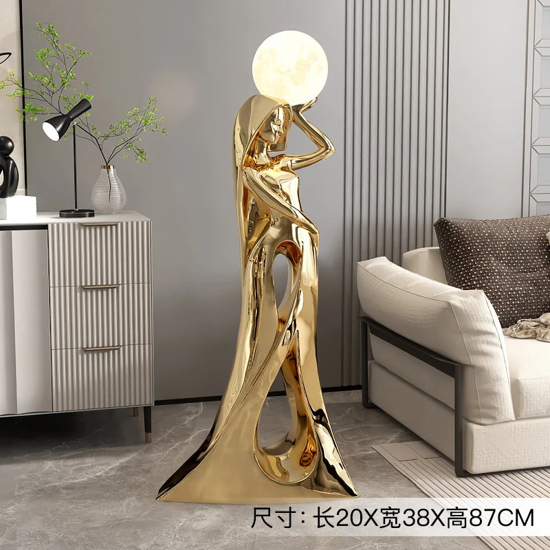 Home Decor Ladies Statue Living Room Large Floor Sofa TV Cabinet Modern Interior Soft Decoration Light Luxury Housewarming Gift