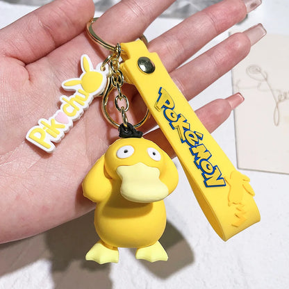 Pokemon Keychain Anime Cartoon Pikachu Creative Key Chain Ornaments Dolls Eevee Psyduck Rowlet for Kids Toys Bag Pendant Gifts