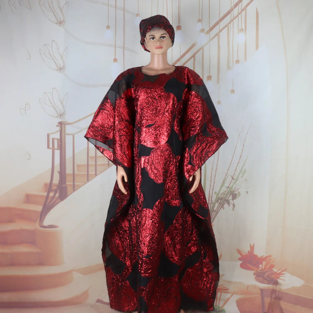Fashion African Two-Piece Set Women'S Dress with Headscarf Turkish Style Clothing Ethnic Wear