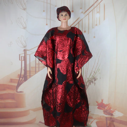 Fashion African Two-Piece Set Women'S Dress with Headscarf Turkish Style Clothing Ethnic Wear