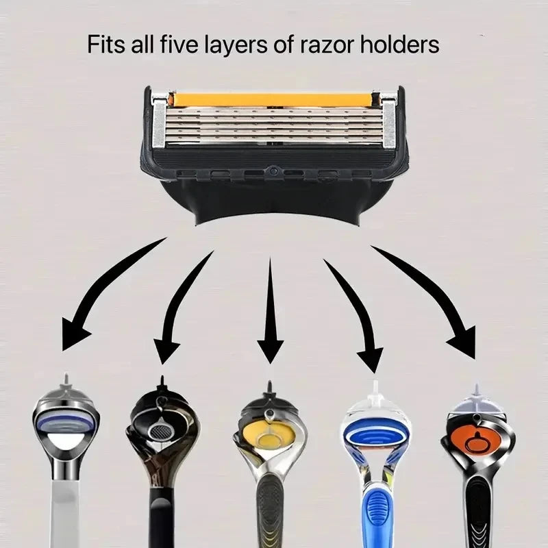 High Quality 5 Layers Manual Shaver Razor with 4 Replaceable Heads Blade Brand Universal Handle & Head