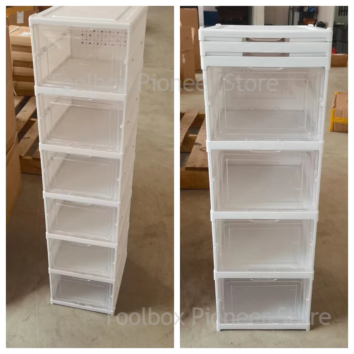 3/6 Layers Shoes Box Foldable Sneaker Shoe Storage Box Stackable Transparent Dustproof Cabinet Shelf Shoe Rack Organizers