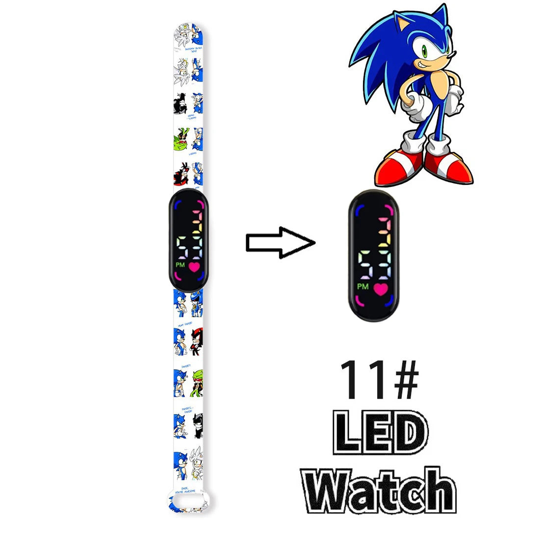 Sonic Children'S Watches Anime Character Luigi Luminous Bracelet Watch LED Touch Waterproof Sports Kids Gifts Watch