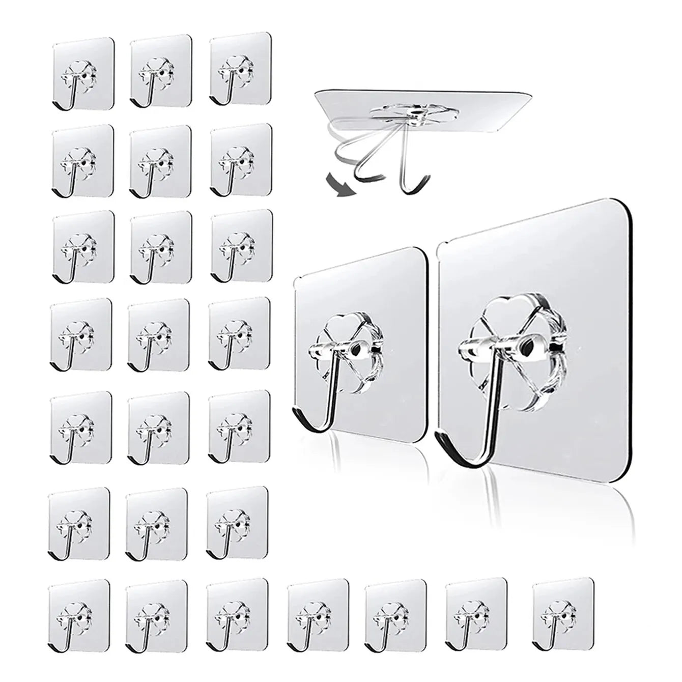 30Pc Transparent Wall Mount Hooks - Strong Grip, Traceless, Easy Install, Multifunctional for Modern Decor