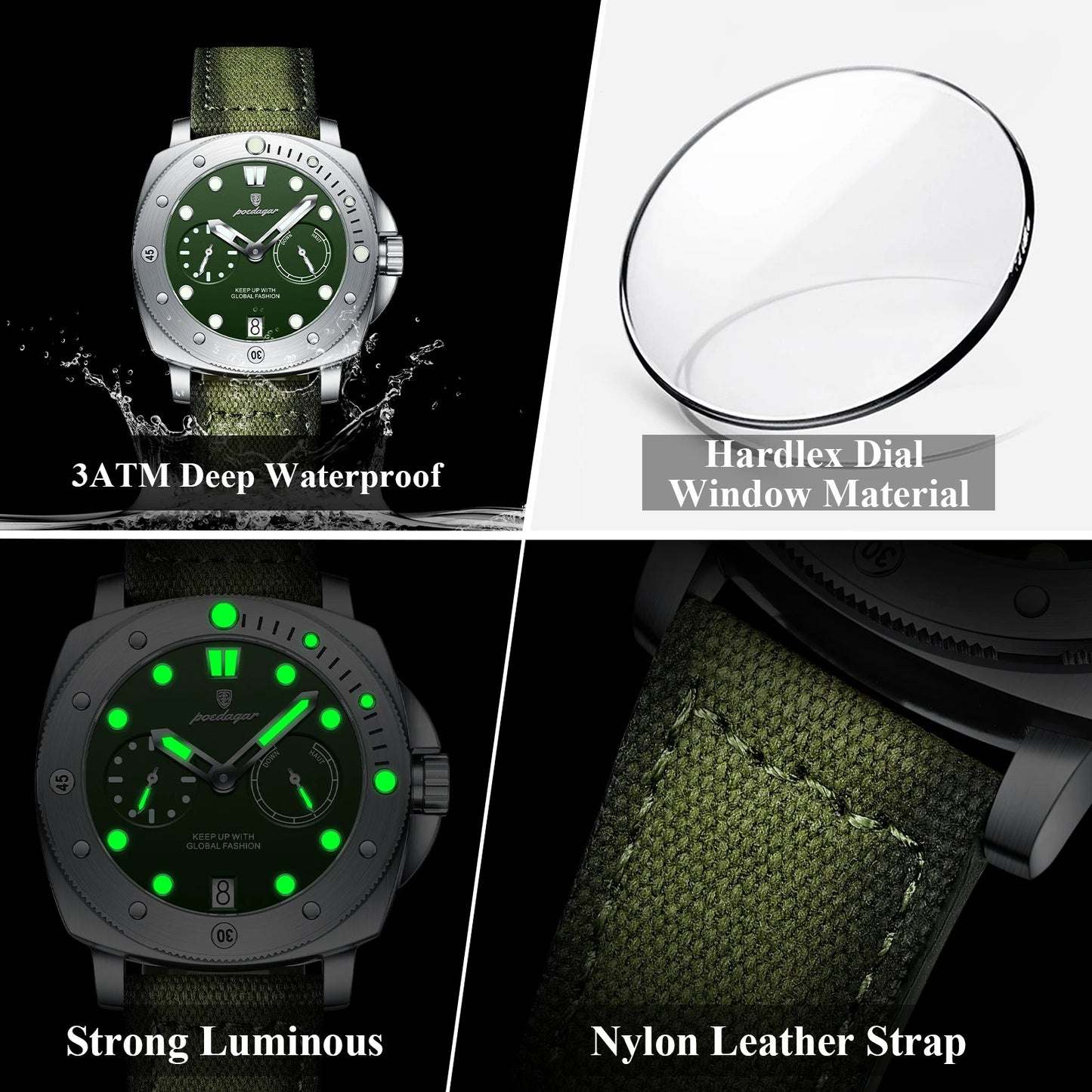 High Quality Military Watch for Man Waterproof Luminous Date Fashion Men Clock Nylon Leather Quartz Men'S Watches Reloj