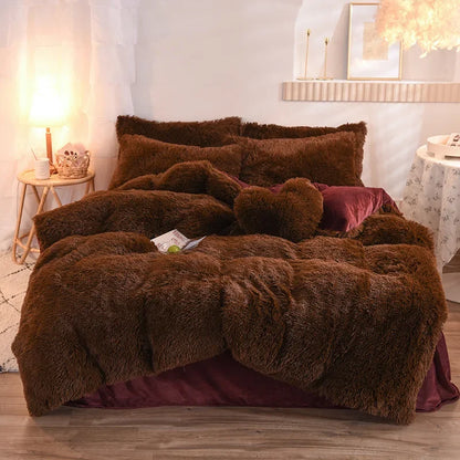 3/4PCS Luxurious Plush Duvet Cover Set – Cozy & Soft Bedding, Perfect for Bedroom Comfort, Ideal for Guest Rooms and Dorm Aesth