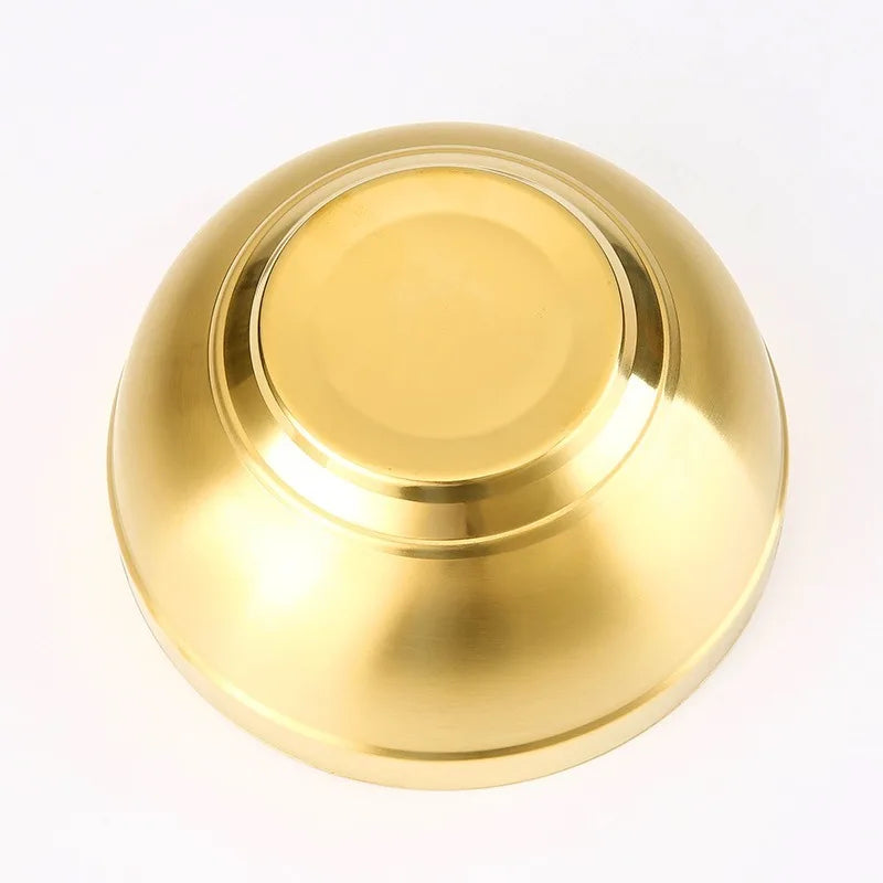 11/14Cmbowl Gold Childrenthick Double-Layer Heat-Prevention Ramen Ice Cream Fruit Soup Noodle 304 Stainless Steel