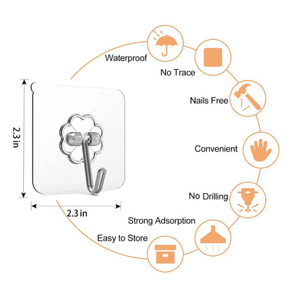 30Pc Transparent Wall Mount Hooks - Strong Grip, Traceless, Easy Install, Multifunctional for Modern Decor