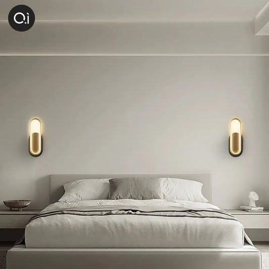 Bedroom Headboard Wall Lamp All Copper Atmosphere Lamp Nordic Minimalist Creative Staircase Light Living Room Background Light