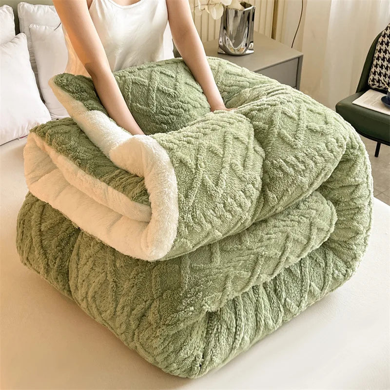 Comfortable Double-Sided Velvet Quilt Core Bedroom Velvet Thickened Blanket Home Lamb Fleece Quilt Warm Quilt Core Comfortable