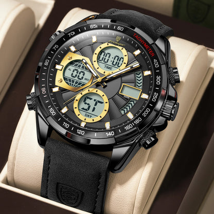 LED Luxury Men Watch Luminous Week Date Dual Time Display Digital Man Clock Alarm Electronic Men'S Quartz Watches Reloj