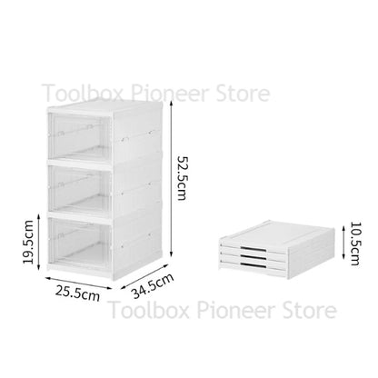 3/6 Layers Shoes Box Foldable Sneaker Shoe Storage Box Stackable Transparent Dustproof Cabinet Shelf Shoe Rack Organizers