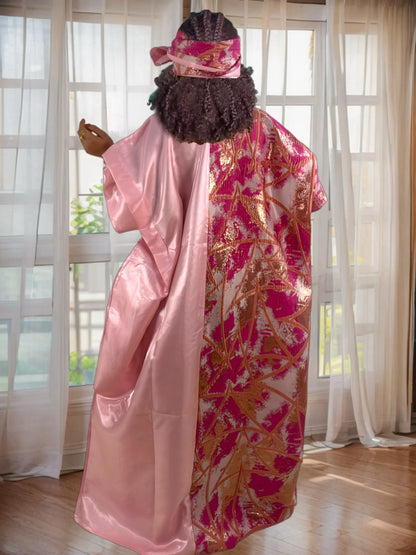 Luxury African Dashiki Gown for Women-Floral Embroidery Batwing Sleeve Loose Fit Maxi Dress