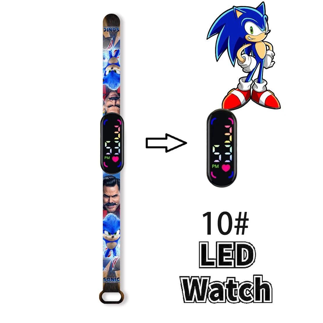 Sonic Children'S Watches Anime Character Luigi Luminous Bracelet Watch LED Touch Waterproof Sports Kids Gifts Watch