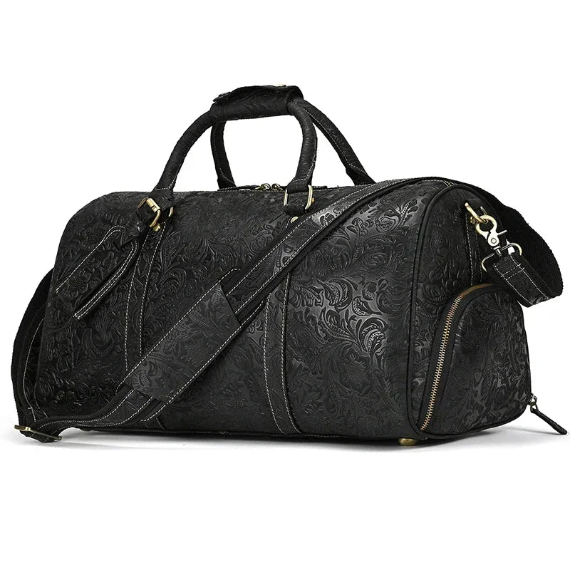 52Cm Vintage Genuine Leather Travel Bag for Men Crazy Horse Leather Travel Duffle Large Shoulder Bag Cowhide Bag Weekend Bag