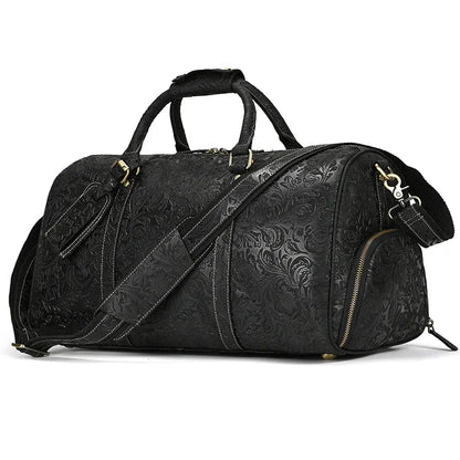 52Cm Vintage Genuine Leather Travel Bag for Men Crazy Horse Leather Travel Duffle Large Shoulder Bag Cowhide Bag Weekend Bag