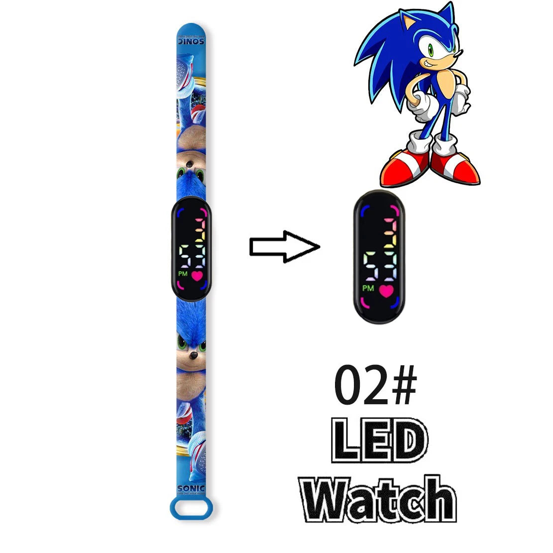 Sonic Children'S Watches Anime Character Luigi Luminous Bracelet Watch LED Touch Waterproof Sports Kids Gifts Watch
