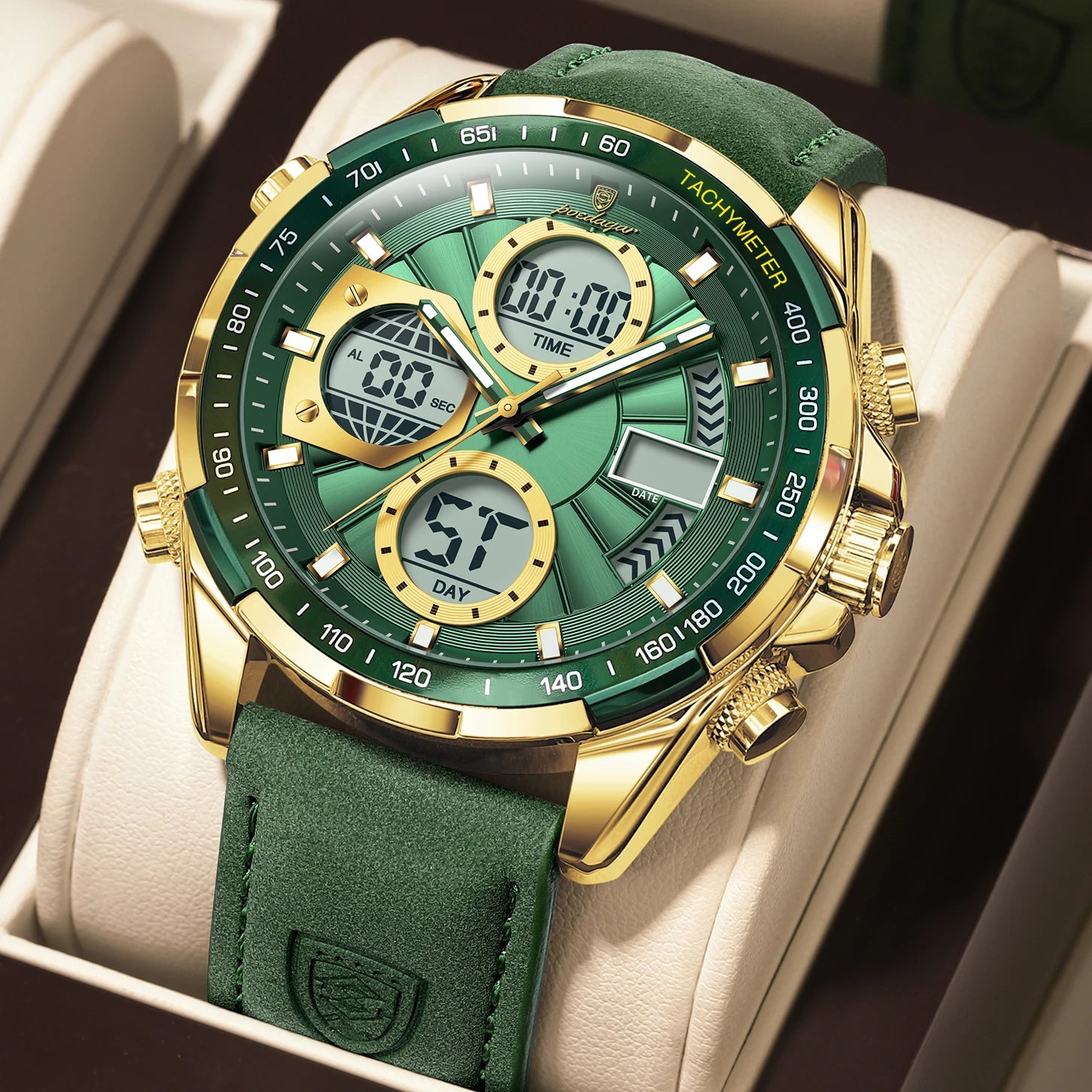 LED Luxury Men Watch Luminous Week Date Dual Time Display Digital Man Clock Alarm Electronic Men'S Quartz Watches Reloj