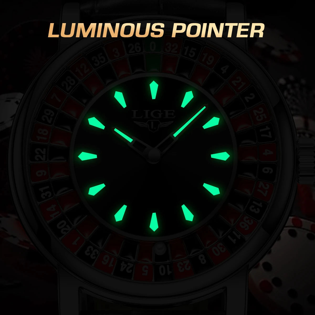 Quartz Man Watch Fashion Luxury Creative Roulette Game Dial Design Leather Casual Life Waterproof Watches for Men Gifts+Box