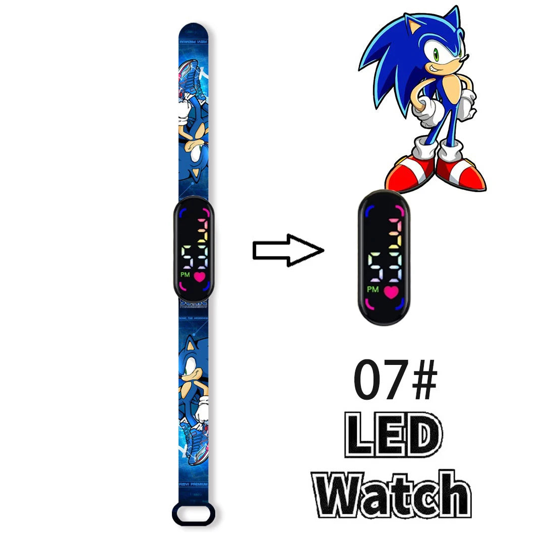 Sonic Children'S Watches Anime Character Luigi Luminous Bracelet Watch LED Touch Waterproof Sports Kids Gifts Watch