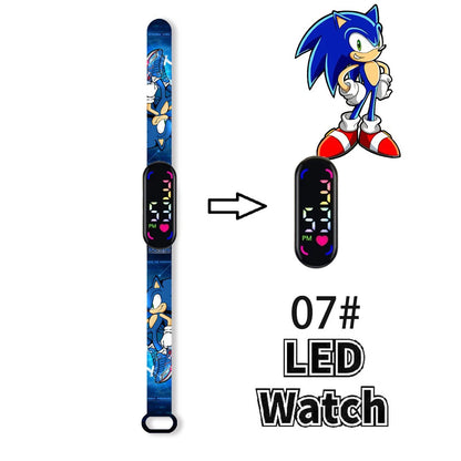 Sonic Children'S Watches Anime Character Luigi Luminous Bracelet Watch LED Touch Waterproof Sports Kids Gifts Watch