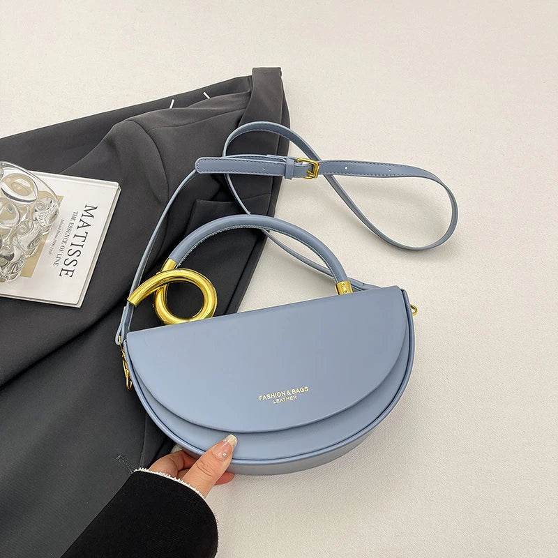 Small Crossbody Bags for Women Designer Semicircle Saddle Bag 8 Colors Pu Leather Handbag Luxury Brand Lady Shoulder Bags