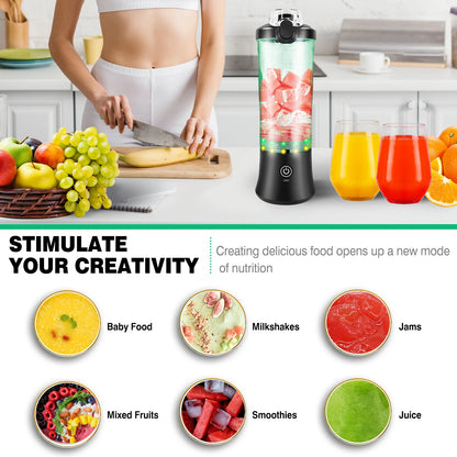 600ml Portable Mini Blender - USB Rechargeable Smoothie Maker for Effortless Travel and Ice Blending