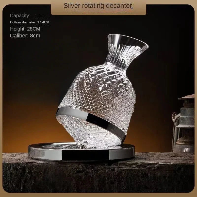 High End Crystal Glass 360 Degree Rotating Decanter Drum 1500Ml Decanter Wine Dispenser Inflator Mirror Kettle Decoration