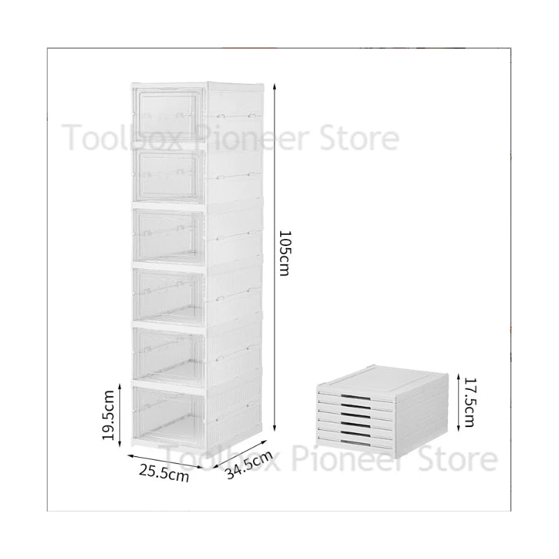 3/6 Layers Shoes Box Foldable Sneaker Shoe Storage Box Stackable Transparent Dustproof Cabinet Shelf Shoe Rack Organizers