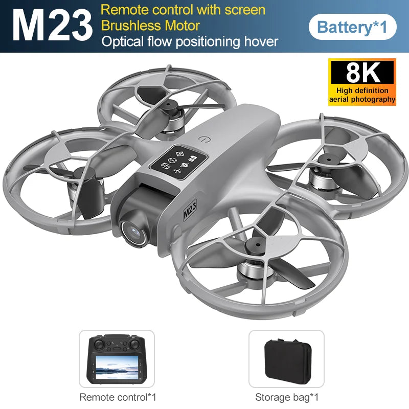M23 Mini RC Drone 8K HD Camera Screen Control Remote Control Wifi Hold for Selfie and Aerial Shots RC Helicopter for Gifts Toys