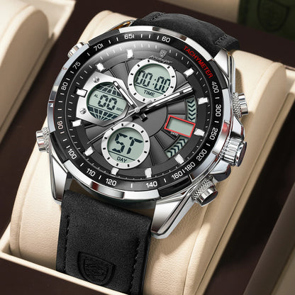 LED Luxury Men Watch Luminous Week Date Dual Time Display Digital Man Clock Alarm Electronic Men'S Quartz Watches Reloj