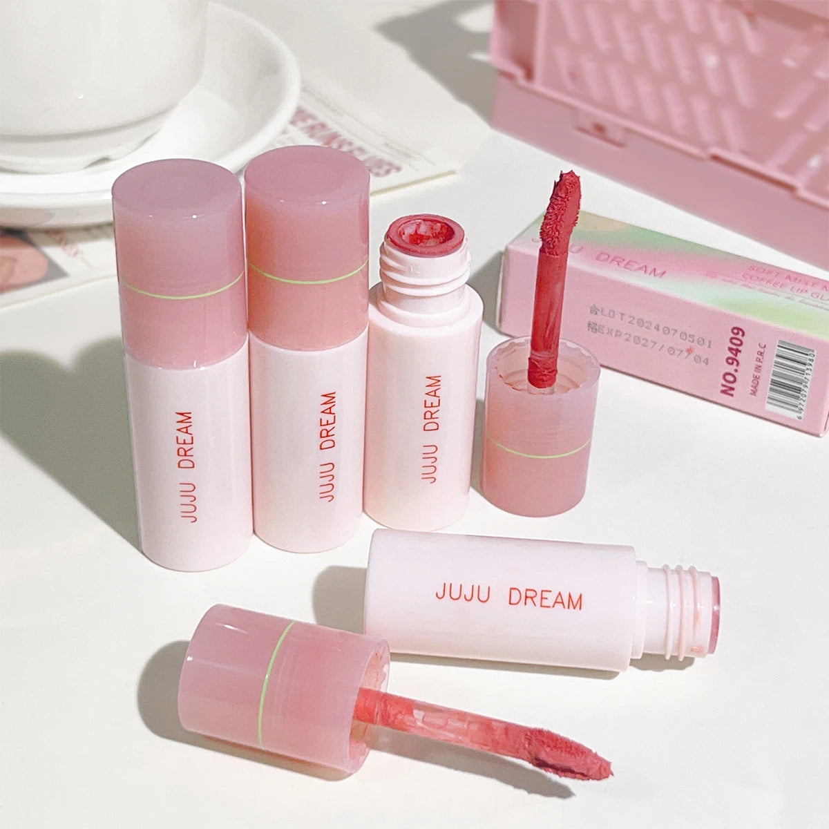 Soft Mist Milk Coffee Small Milk Tube Lip Glaze Air-Sensitive White Mist Velvet Matte Lip Glaze Lipstick