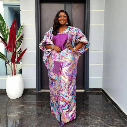 The New Listing Woman African Dresses for Party Fashionable Jacquard Fabric Evening Dresses Woman Elegant Luxury Woman Kaftan