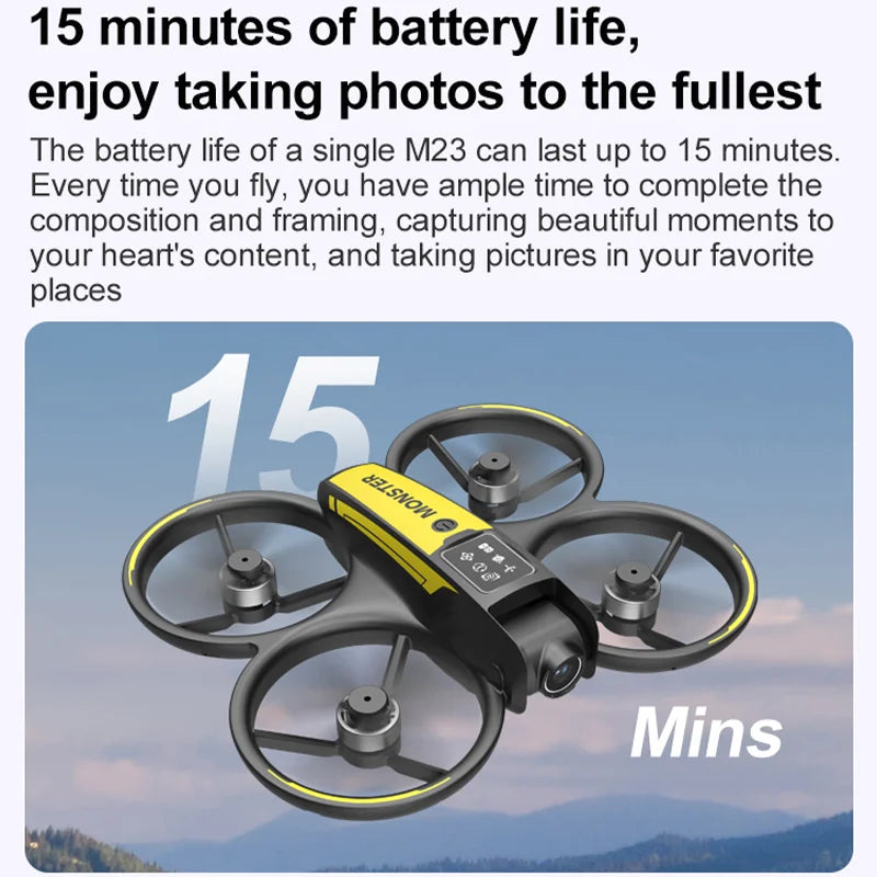 M23 Mini RC Drone 8K HD Camera Screen Control Remote Control Wifi Hold for Selfie and Aerial Shots RC Helicopter for Gifts Toys