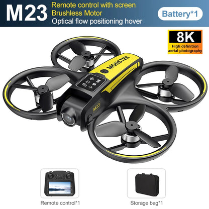 M23 Mini RC Drone 8K HD Camera Screen Control Remote Control Wifi Hold for Selfie and Aerial Shots RC Helicopter for Gifts Toys