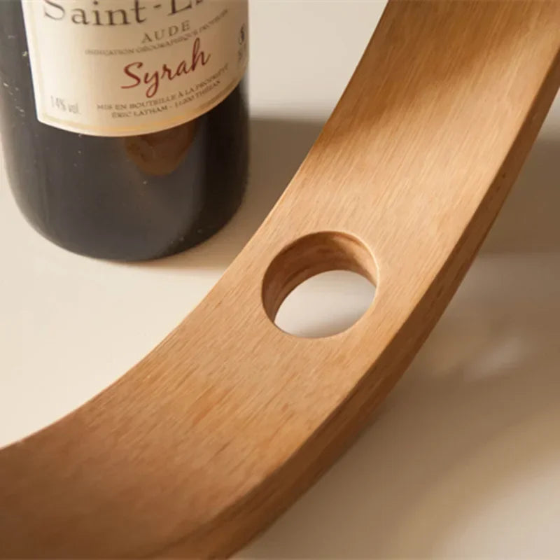 Wooden Balanced Wine Bottle Rack Home Creative Hanging Bamboo Wine Bottle Rack Club Display Rack Decoration