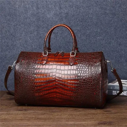 2025 New Fashion Men'S Bags Alligator Crocodile Pattern Cow Leather Travel Bags Handbags Men Shoulder Bag Luggage Laptop Bags