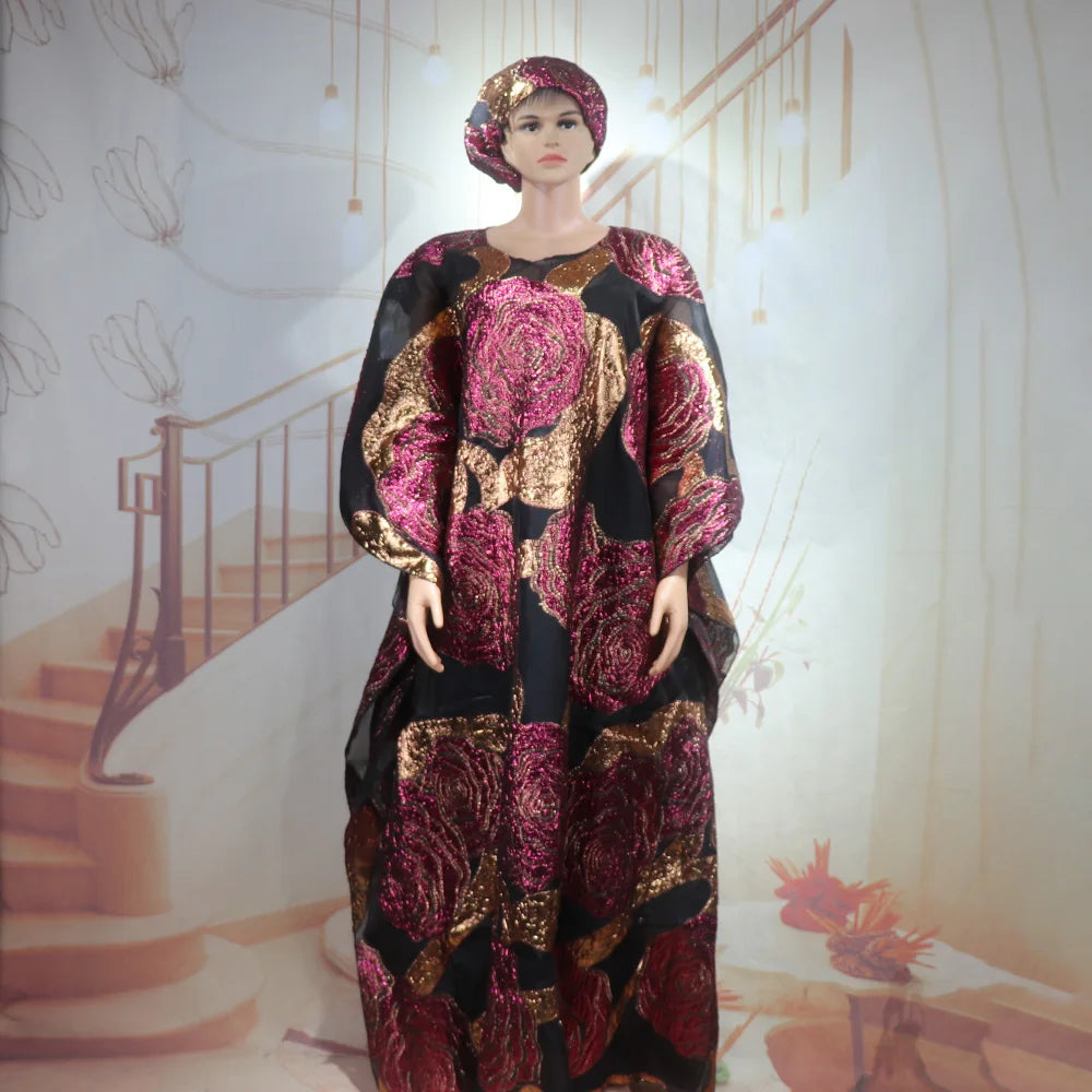 Fashion African Two-Piece Set Women'S Dress with Headscarf Turkish Style Clothing Ethnic Wear