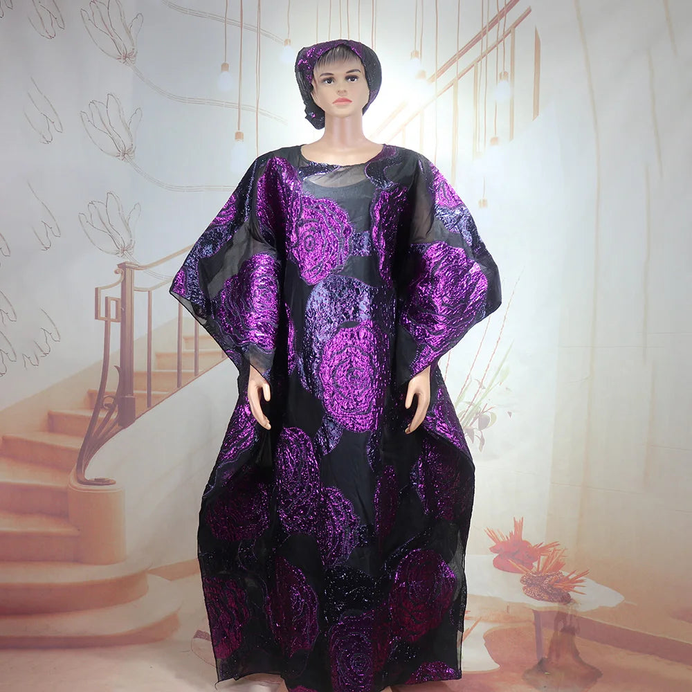 Fashion African Two-Piece Set Women'S Dress with Headscarf Turkish Style Clothing Ethnic Wear