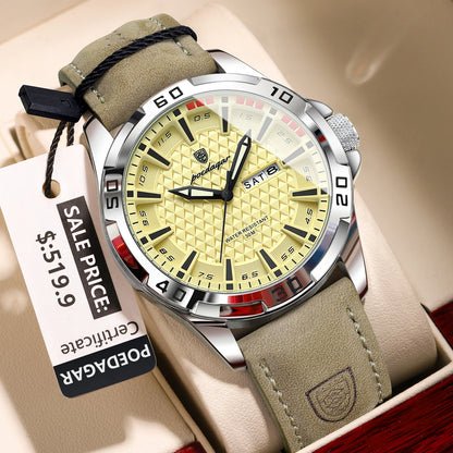 Original Man Wristwatch Top Luxury Waterproof Luminous Date Week Watch for Men Quartz Sport Leather Men'S Watches Reloj