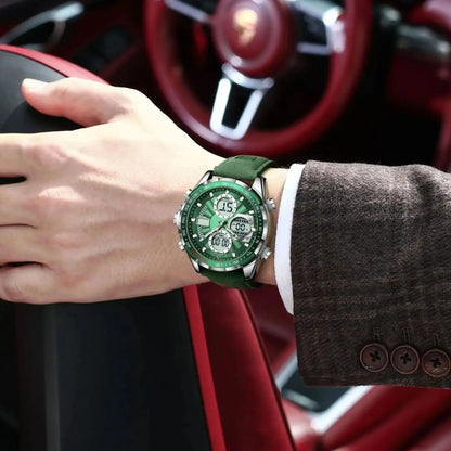 LED Luxury Men Watch Luminous Week Date Dual Time Display Digital Man Clock Alarm Electronic Men'S Quartz Watches Reloj