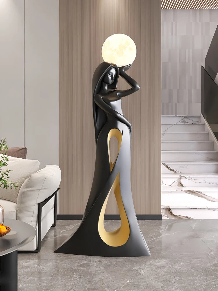 Home Decor Ladies Statue Living Room Large Floor Sofa TV Cabinet Modern Interior Soft Decoration Light Luxury Housewarming Gift