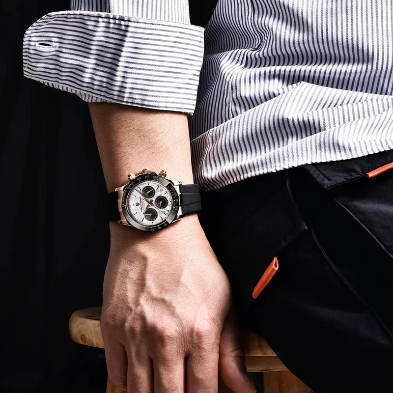 40Mm New V2  Men'S Quartz Watches Sapphire Retro Chronograph Stainless Steel Waterproof Watch Men Relogio Masculino