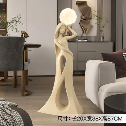 Home Decor Ladies Statue Living Room Large Floor Sofa TV Cabinet Modern Interior Soft Decoration Light Luxury Housewarming Gift